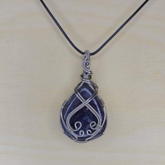 Iolite Crystal Pendant - Wire Wrapped