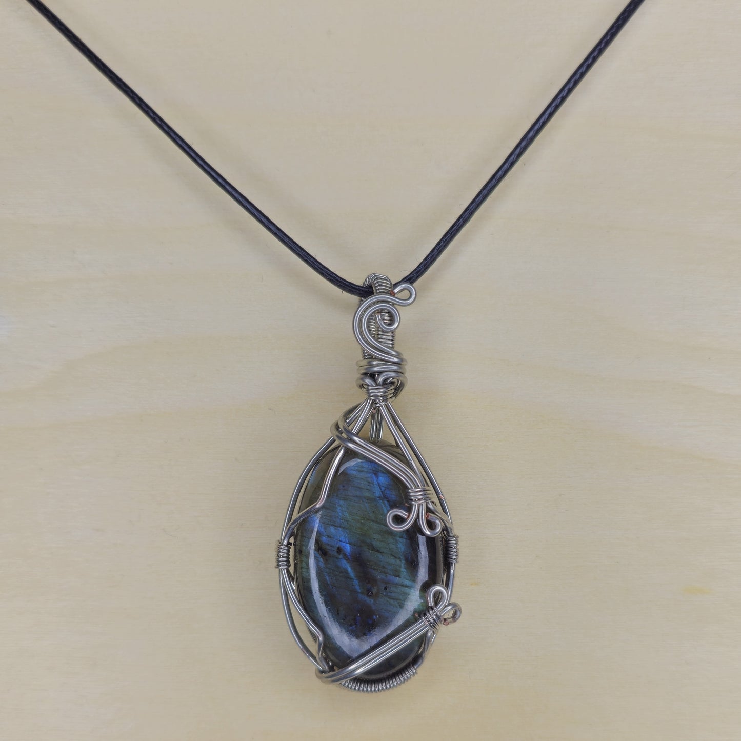 Wire Wrapped Labradorite Crystal Pendant