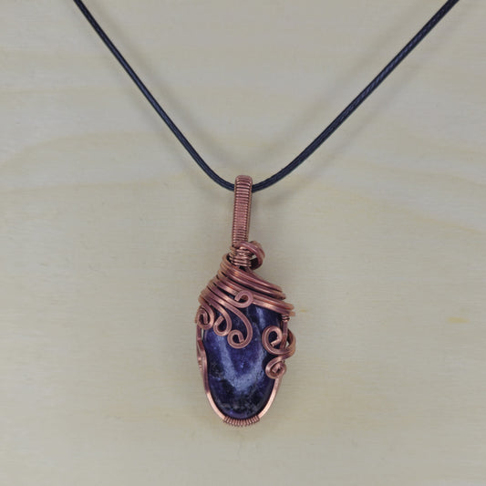 Blue Apatite Crystal Pendant - Wire Wrapped