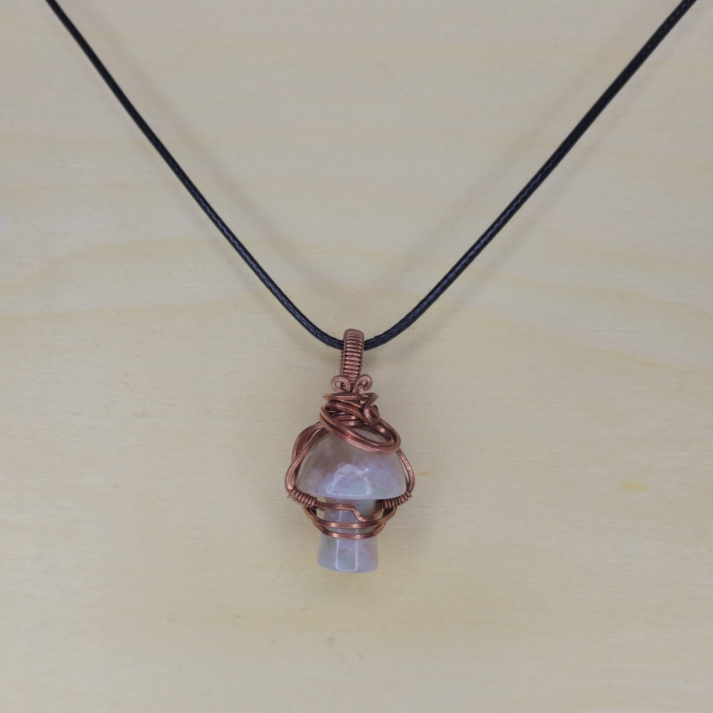 Flower Agate Mushroom Crystal Pendant - Wire Wrapped