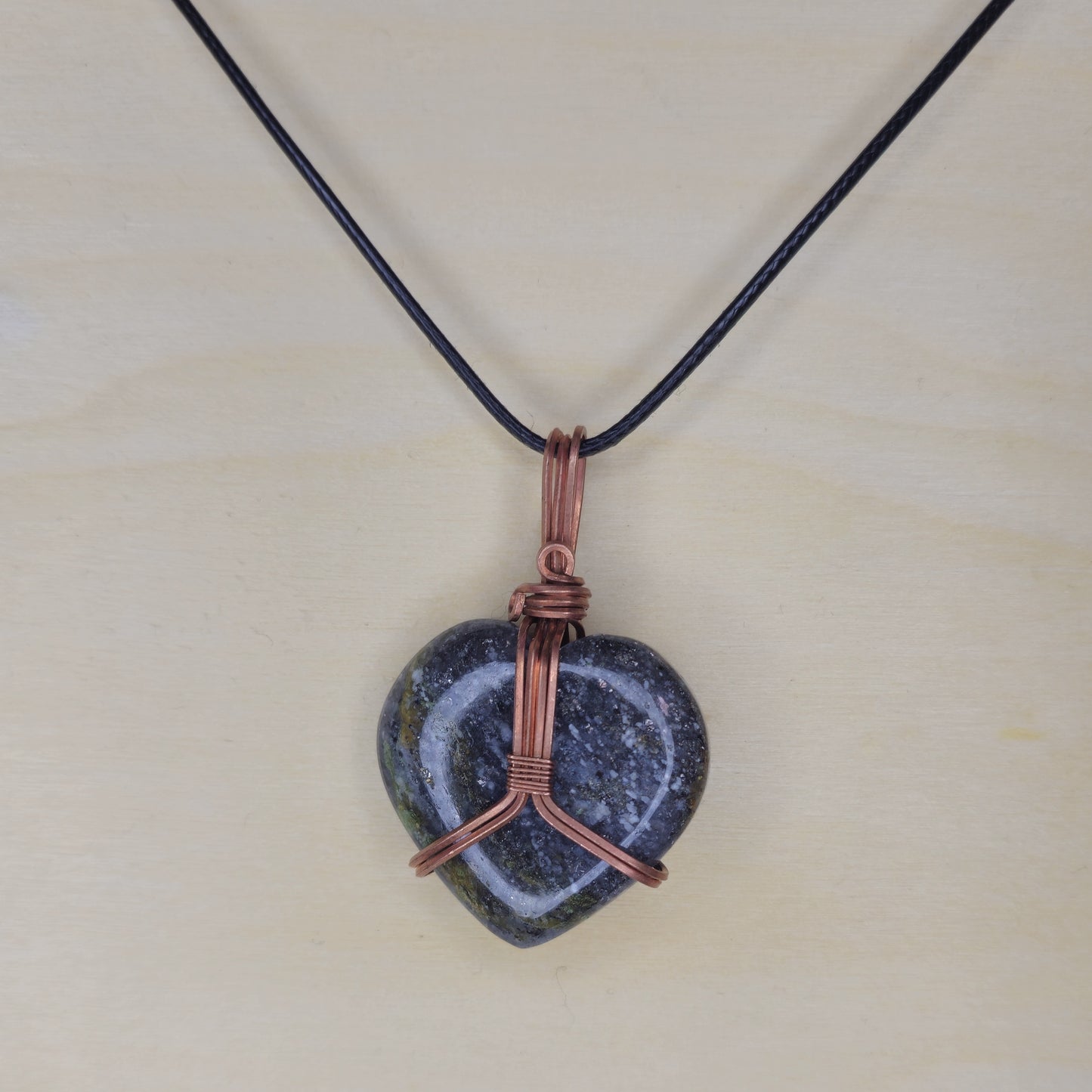 Midnight Quartz Heart Crystal Pendant - Wire Wrapped