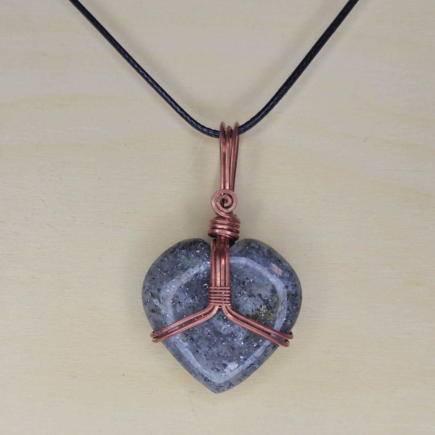 Midnight Quartz Heart Crystal Pendant - Wire Wrapped