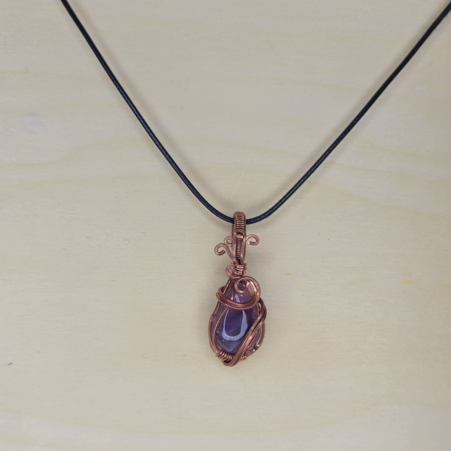 Mini Amethyst Crystal Pendant - Wire Wrapped