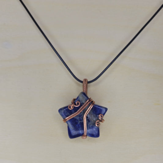 Sodalite Star Crystal Pendant - Wire Wrapped