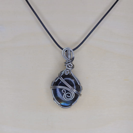 Labradorite Crystal Pendant - Wire Wrapped