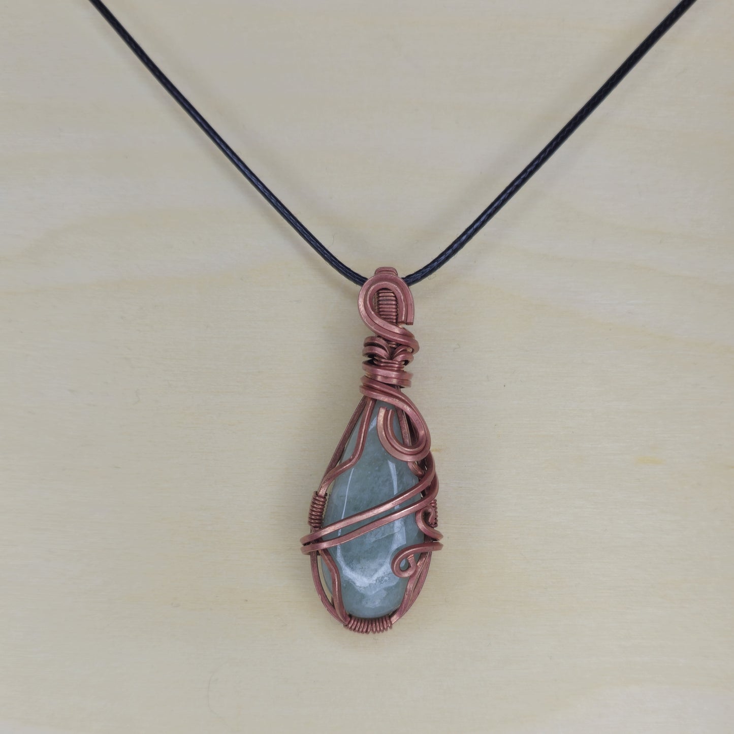 Aquamarine Crystal Pendant - Wire Wrapped