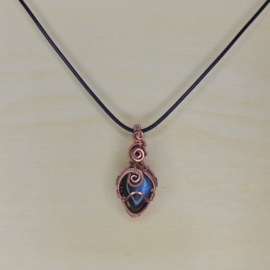 Mini Labradorite Crystal Pendant - Wire Wrapped