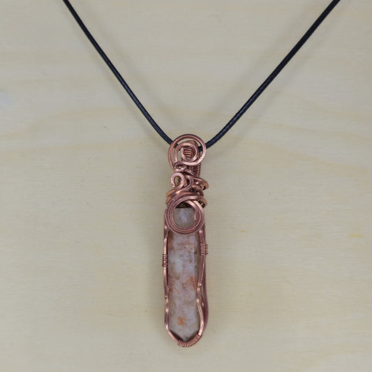 Sunstone Crystal Wand Pendant - Wire Wrapped