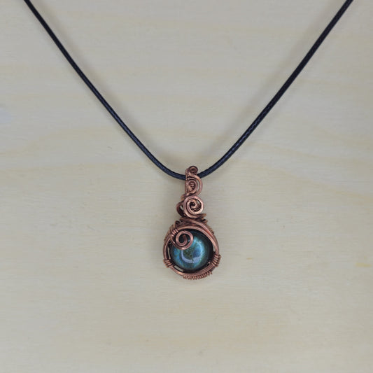 Mini Labradorite Crystal Pendant - Wire Wrapped