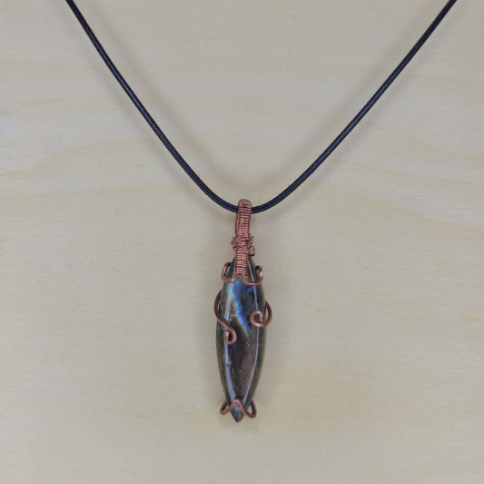 Mini Labradorite Crystal Pendant - Wire Wrapped