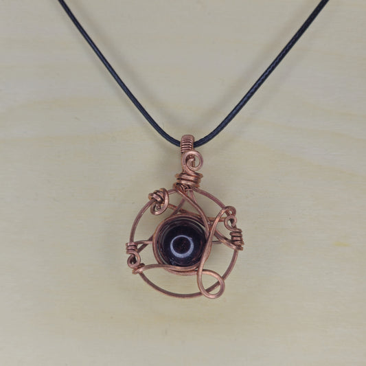 Arcane Circle - Garnet Crystal Pendant - Wire Wrapped