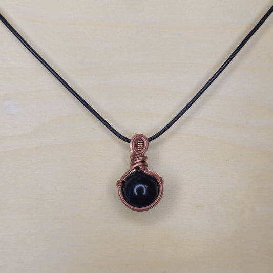 Arcane Seed - Obsidian Crystal Pendant - Wire Wrapped
